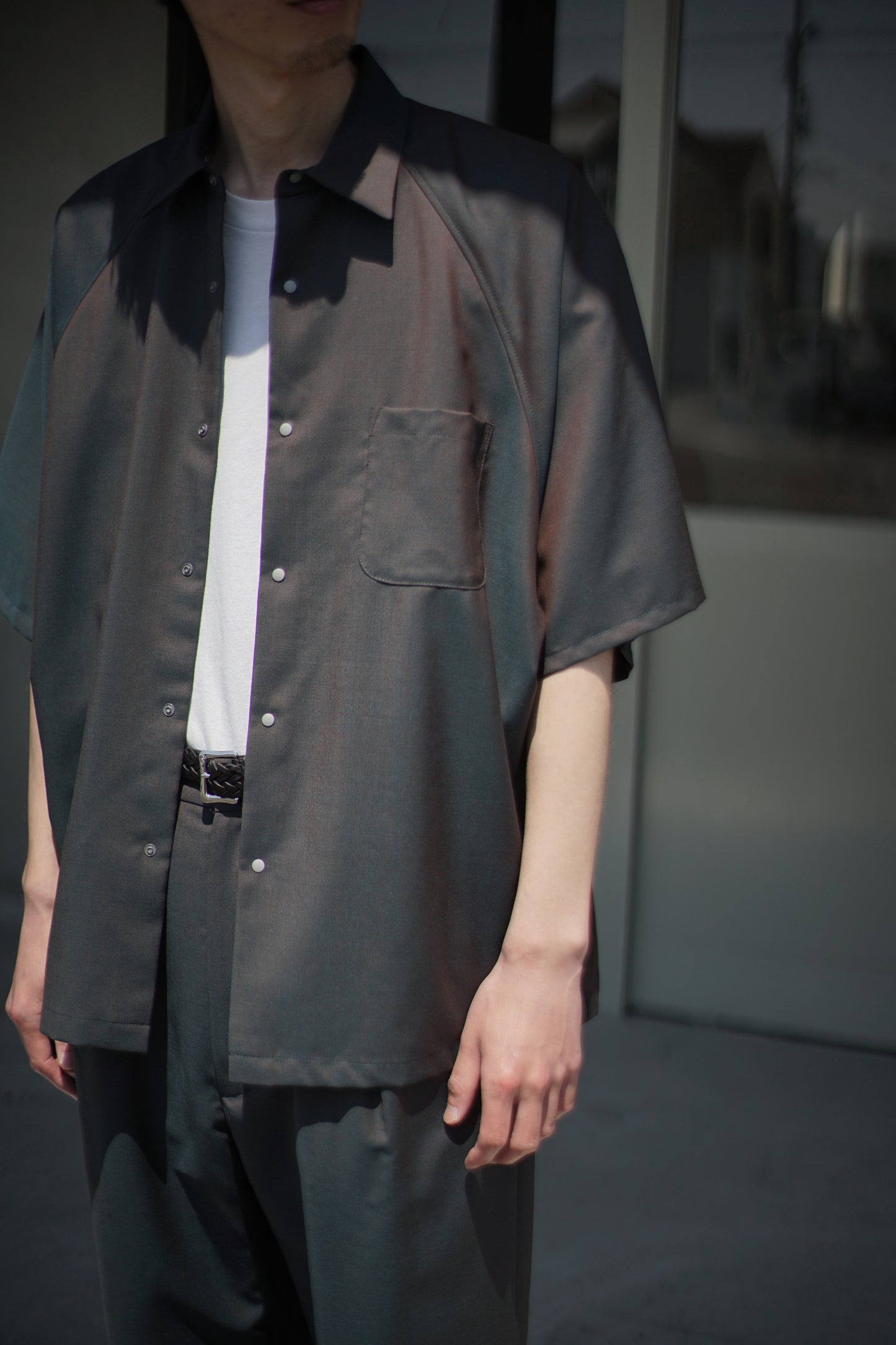 itochi / Wool & Kid mohair Tropical raglan half sleeve shirt (mens/unisex)