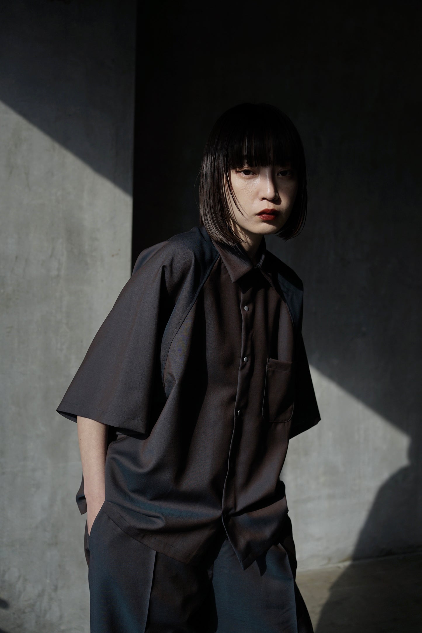 itochi / Wool & Kid mohair Tropical raglan half sleeve shirt