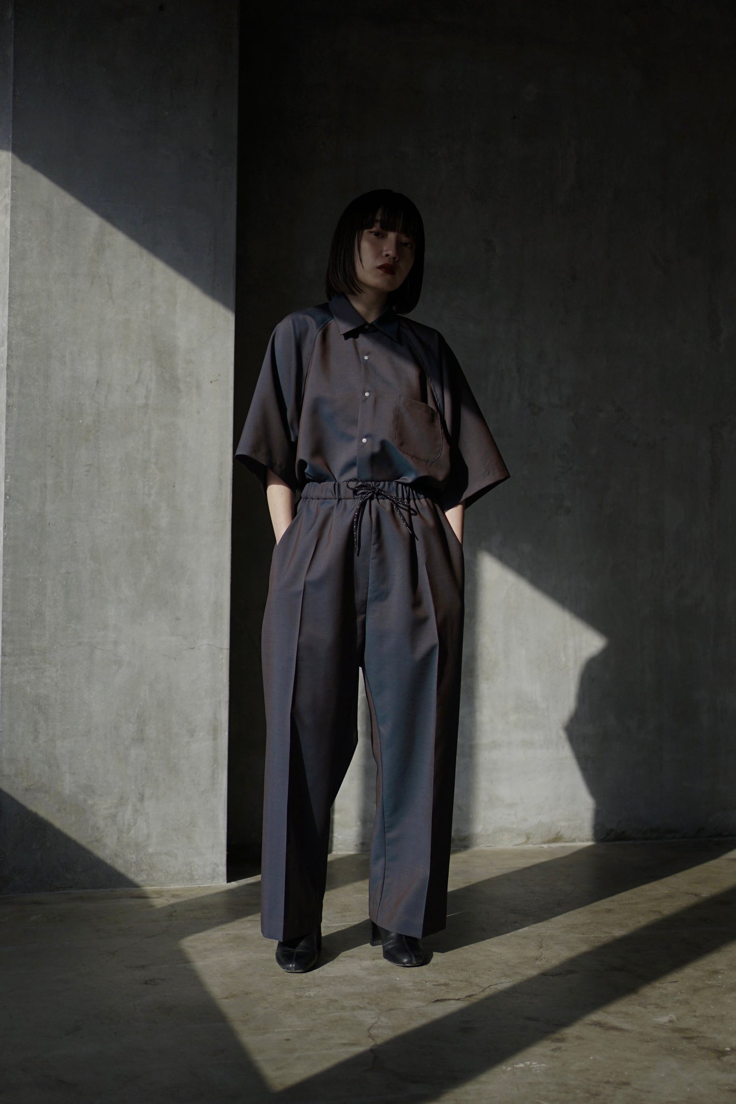 itochi / Wool & Kid mohair Tropical raglan half sleeve shirt