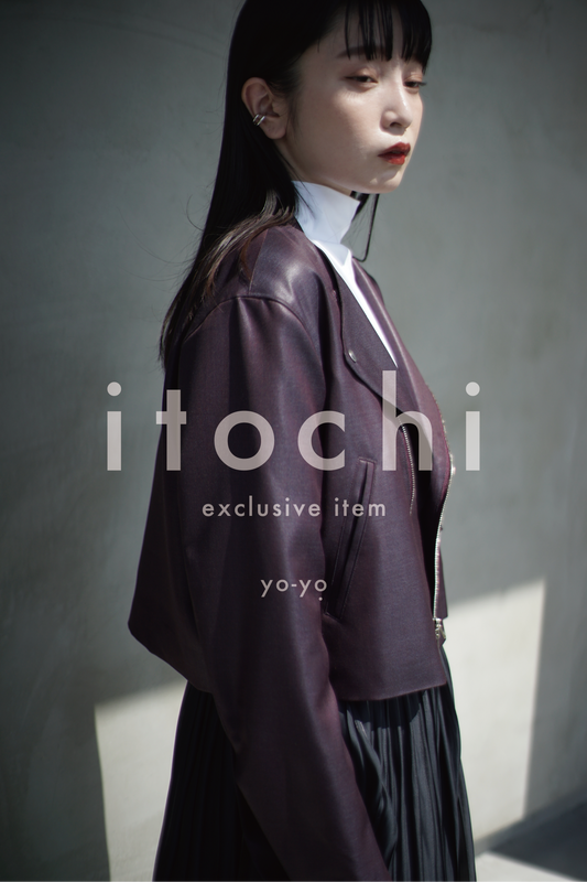 [ yo-yo. exclusive item ] itochi / shuttle loom fabric double breasted riders jacket