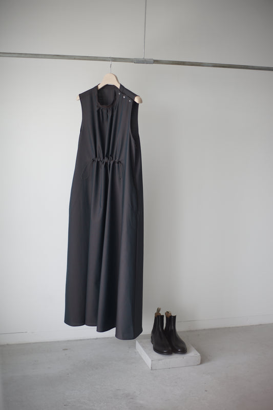 itochi / Wool & Kid mohair Tropical gathered sleeveless dress