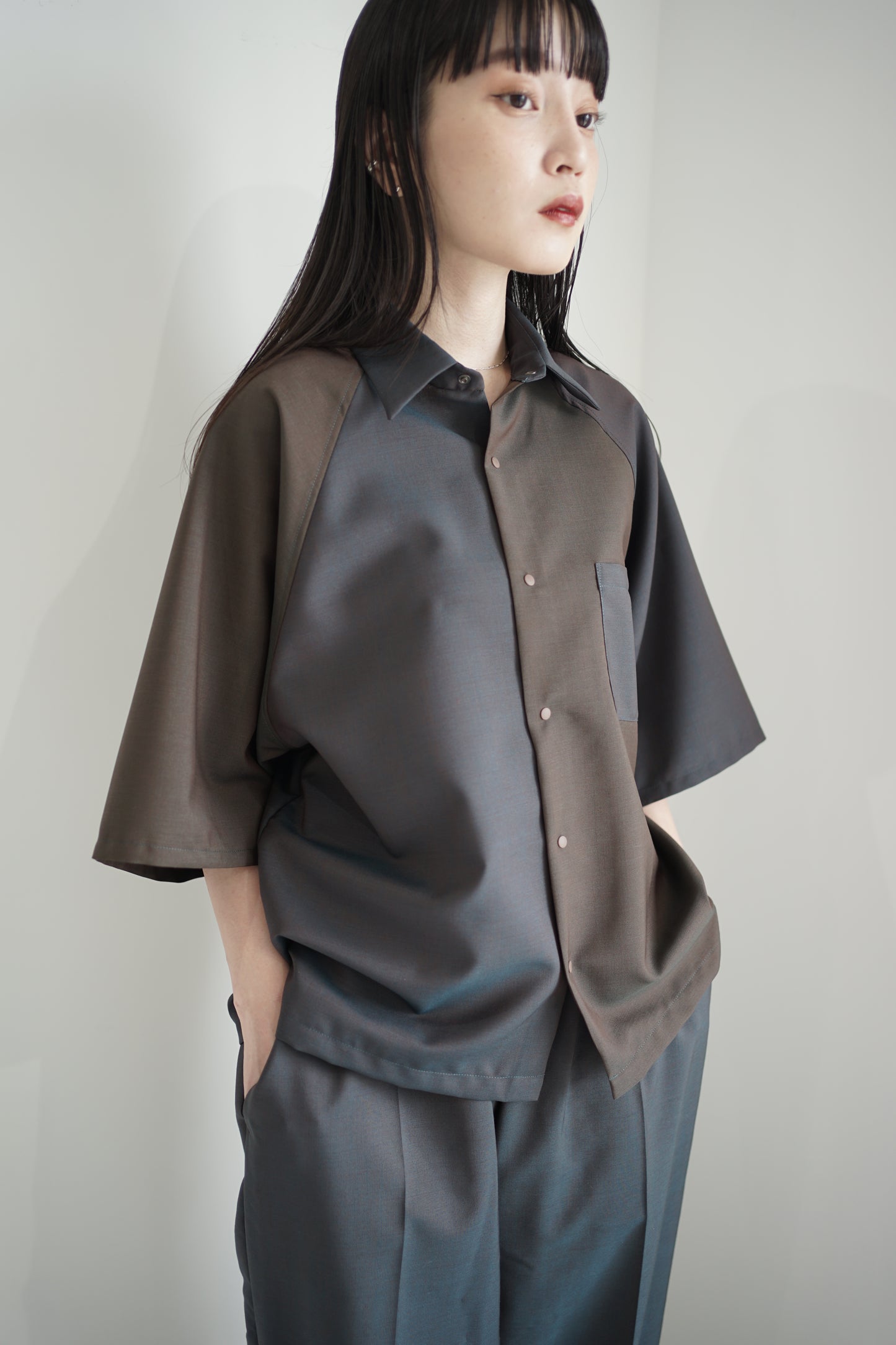 [ yo-yo. exclusive item ] itochi / Wool & Kid mohair Tropical raglan half sleeve shirt (womens)