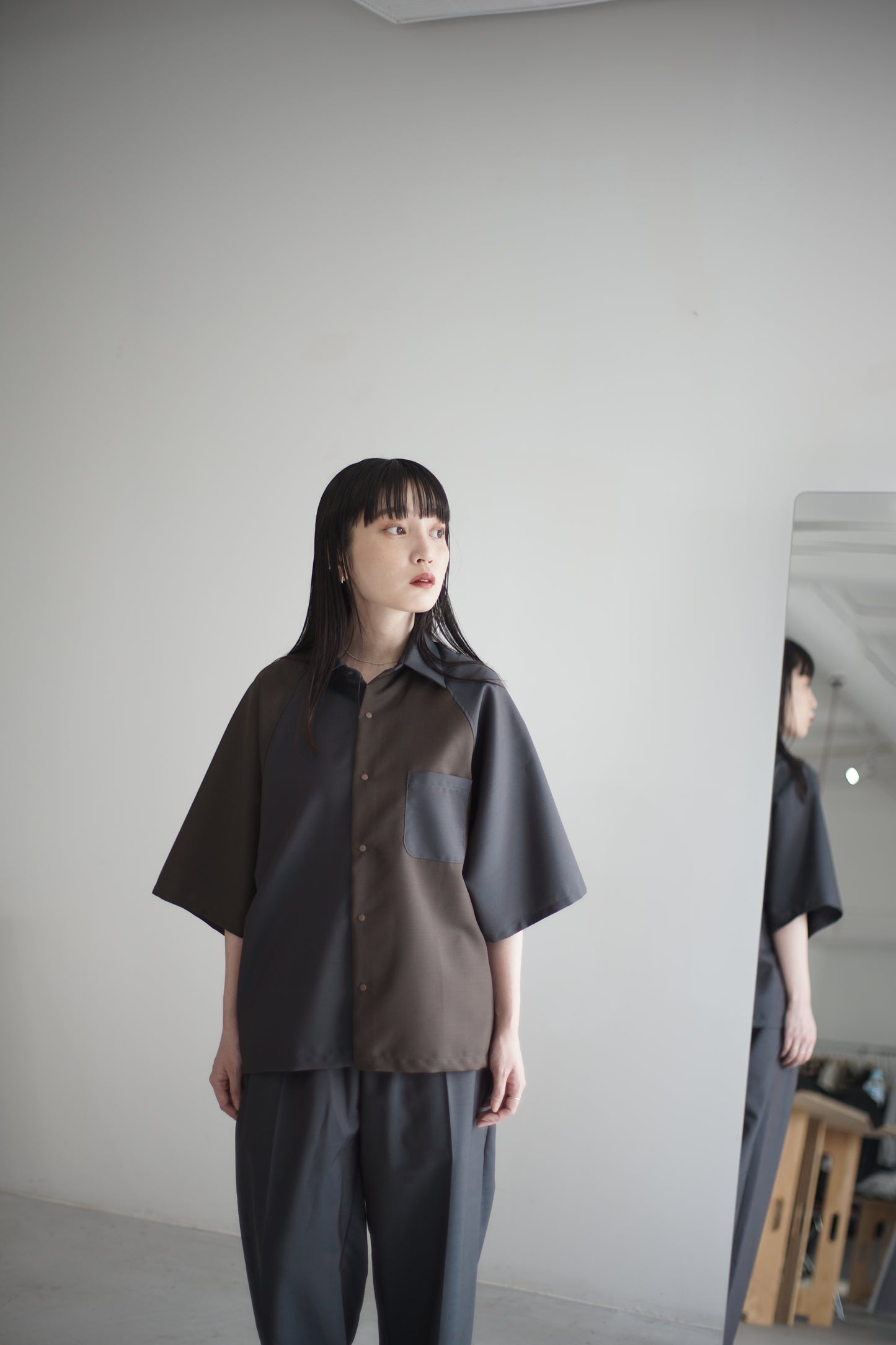 [ yo-yo. exclusive item ] itochi / Wool & Kid mohair Tropical raglan half sleeve shirt (womens)