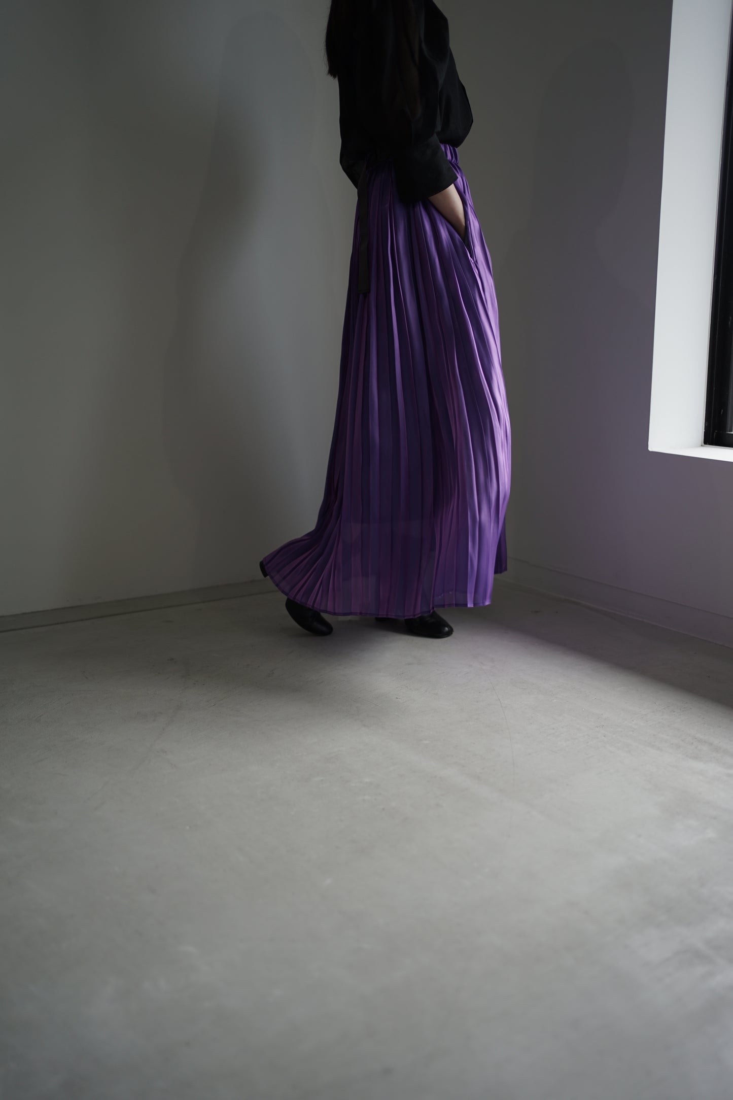 itochi / Aurora cloth double side pleated skirt / space purple