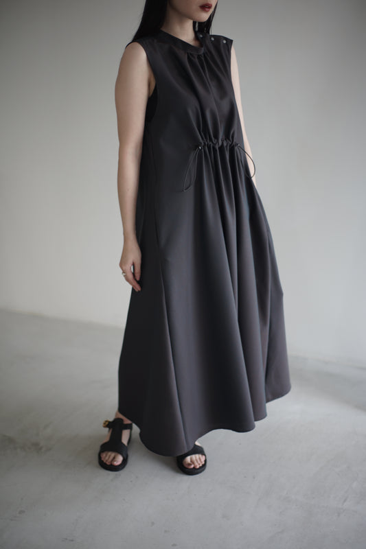 itochi / Wool & Kid mohair Tropical gathered sleeveless dress