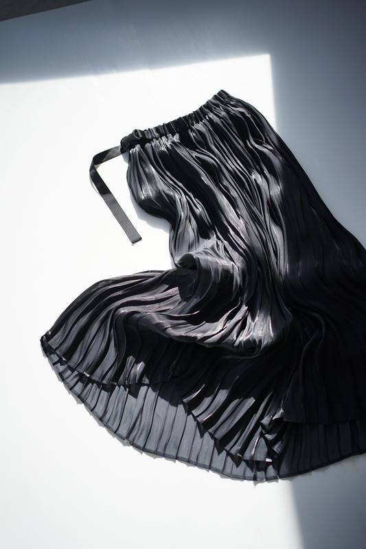 itochi / Aurora cloth double side pleated skirt / black