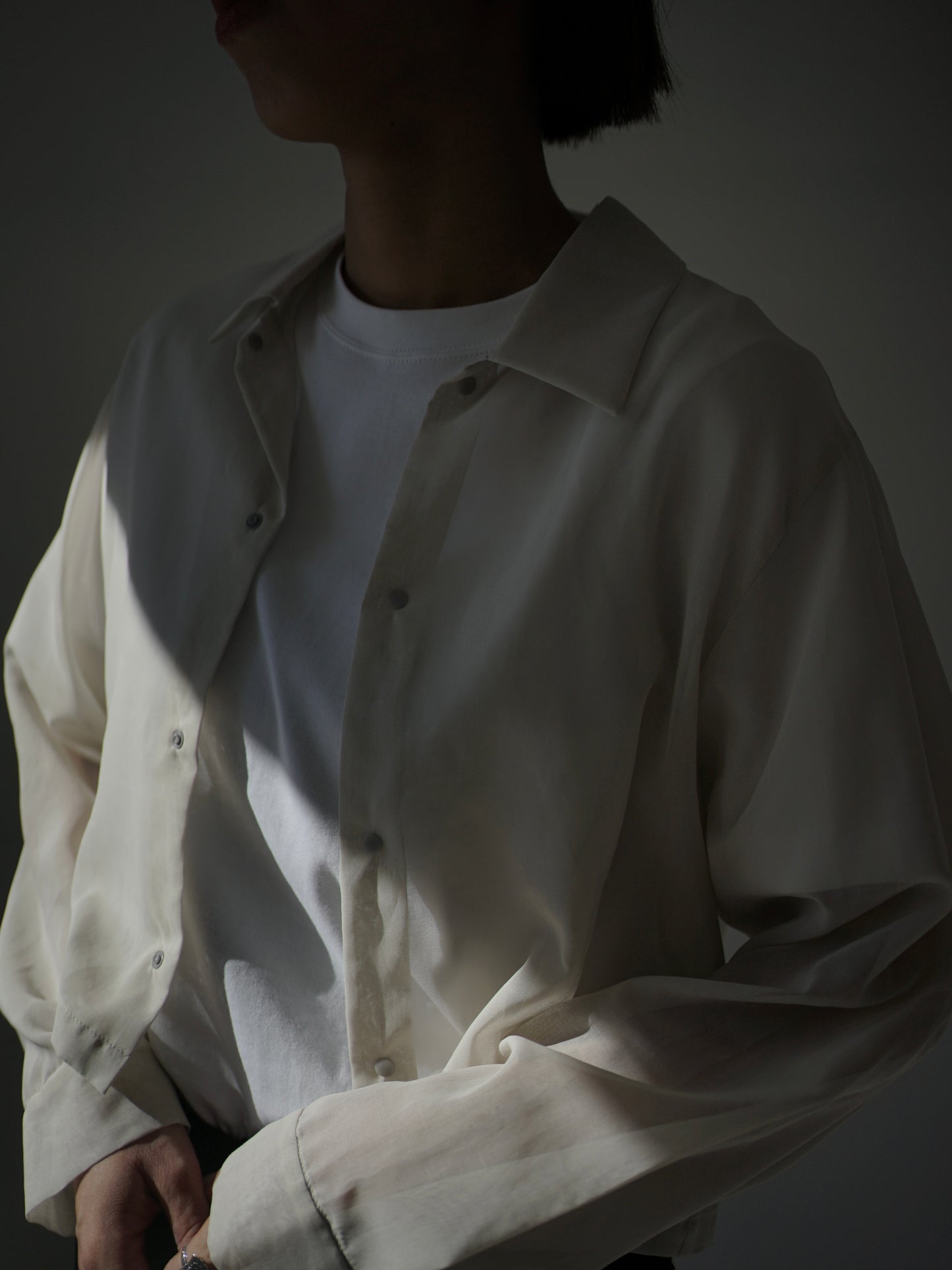 [50%OFF] itochi / 100/2 cotton organdy transparent tuck short shirt