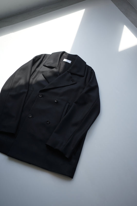 itochi / 4ply wool twill double breasted half coat