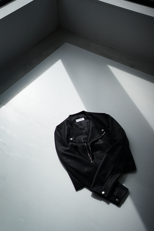 itochi / shuttle loom fabric double breasted riders jacket
