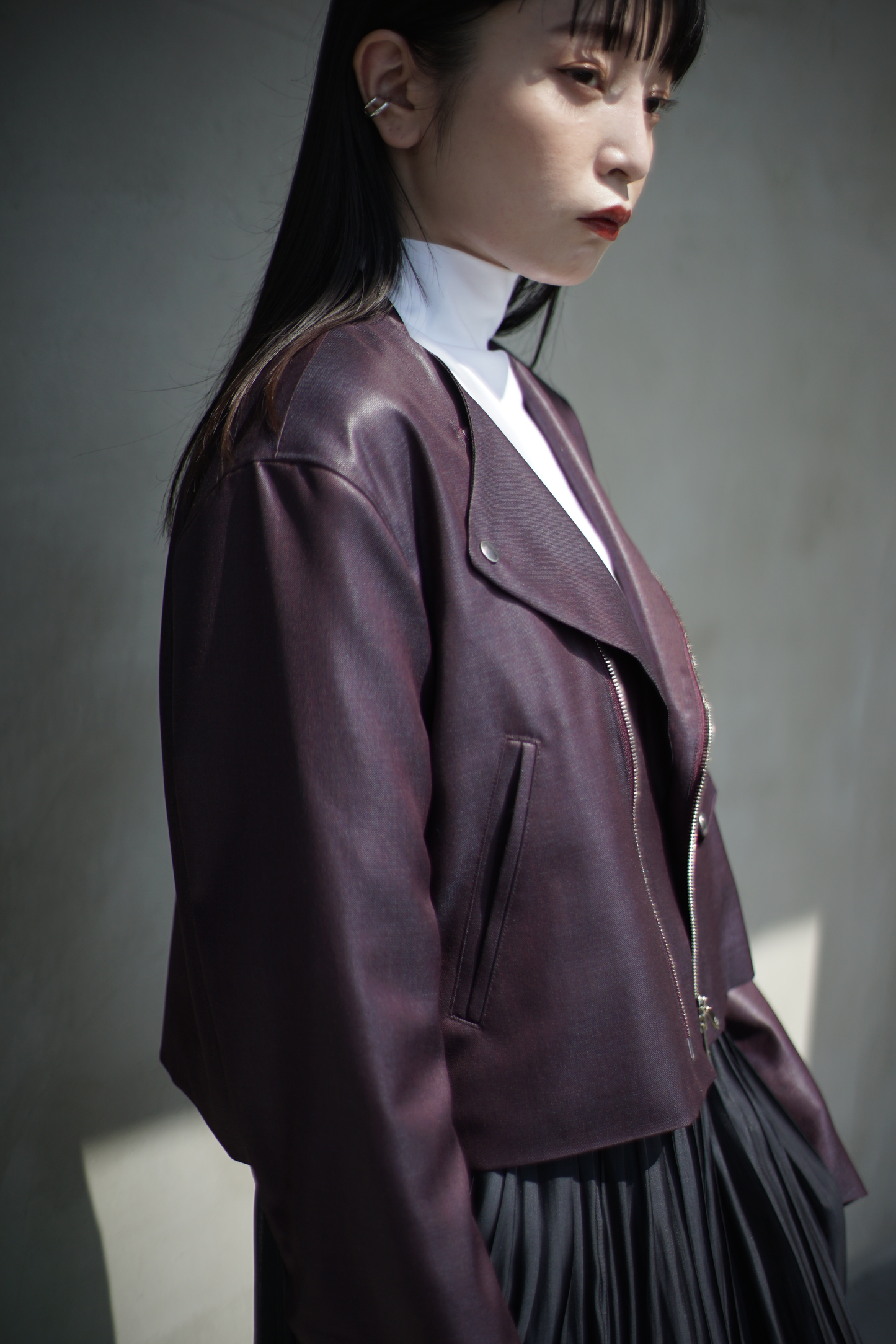 [ yo-yo. exclusive item ] itochi / shuttle loom fabric double breasted riders jacket